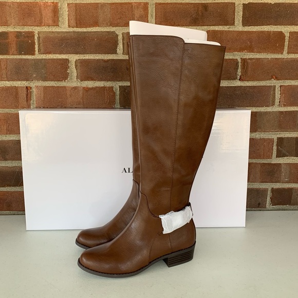 Alfani Shoes - Alfani Kallumm Cognac Ankle Strap Buckle Almond-toe Block Heel Knee High Boot